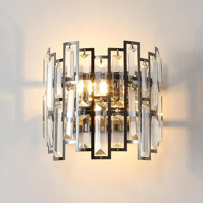 Muurlampen jmzm creatieve koperen lamp kristallen sconce licht gouden/zwarte achtergrond LED -verlichting voor levende eetkamer badkamer villa
