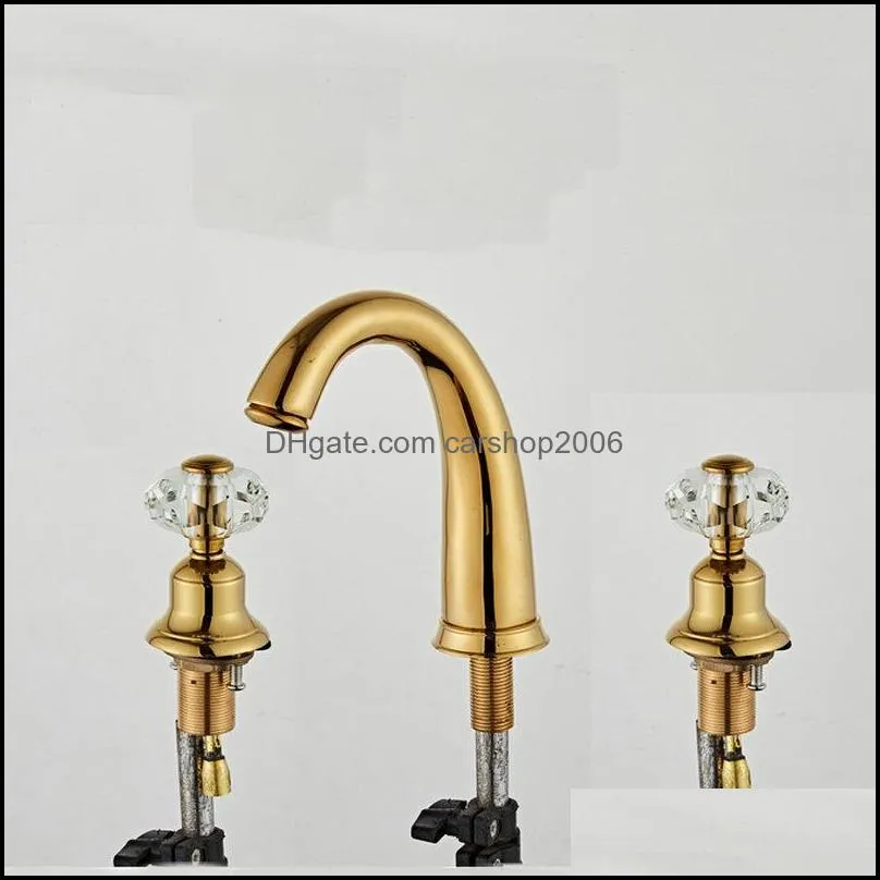 Bathroom Sink Faucets Brushed Gold Retro Short Style And Cold Basin Faucet1