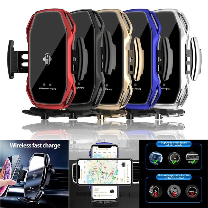 For Xiaomi Huawei Samsung Wireless Car Charger Fast Charging Phone Holder Mount Smart Phonesa54282U Automatic Clamping A5 10W