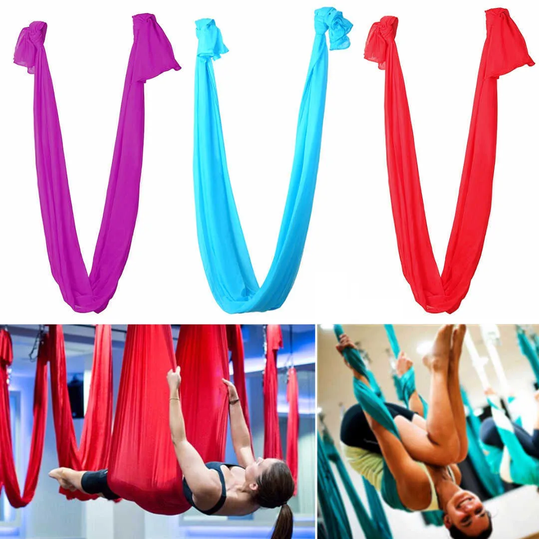 New Elastic Aerial Flying Anti-gravity Yoga Hammock Swing Belts For Yoga Training Body Building Fitness Equipment 2.8m *1m
