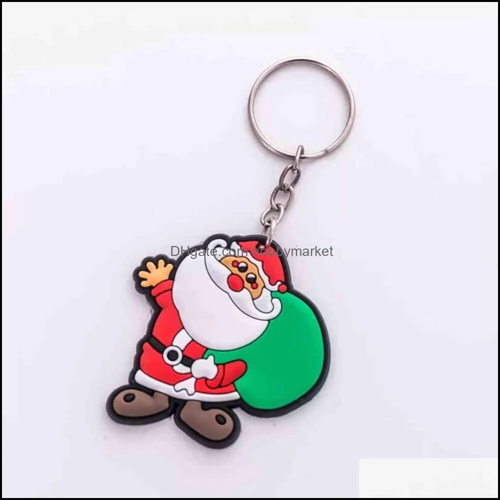 version of the cartoon cute Santa Claus keychain Men and women Christmas gift pendant couple key ring ornaments DHL Free