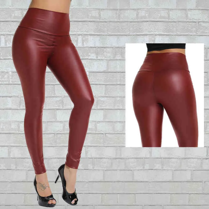 High Waist Zipper PU Leather Yoga Vegan Leather Leggings For Women