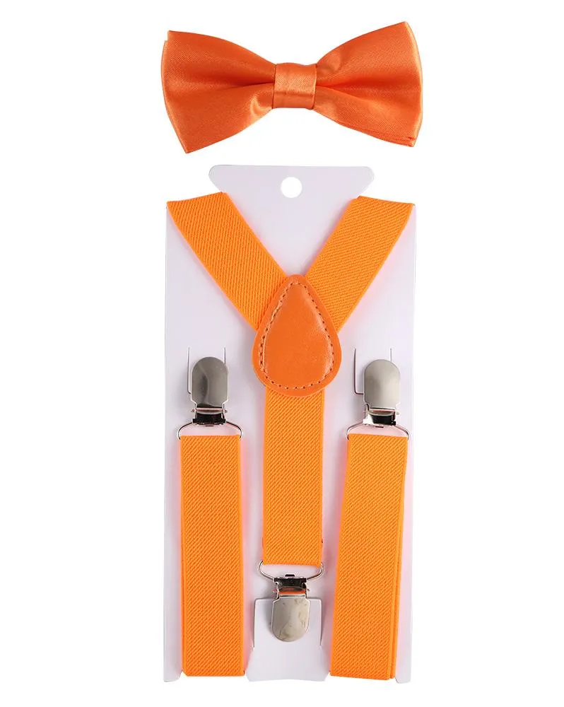 10set New Children Kids Boy Girls Clip-on Y Back Elastic Suspenders with Bow Tie Set Adjustable Braces Christmas gift full