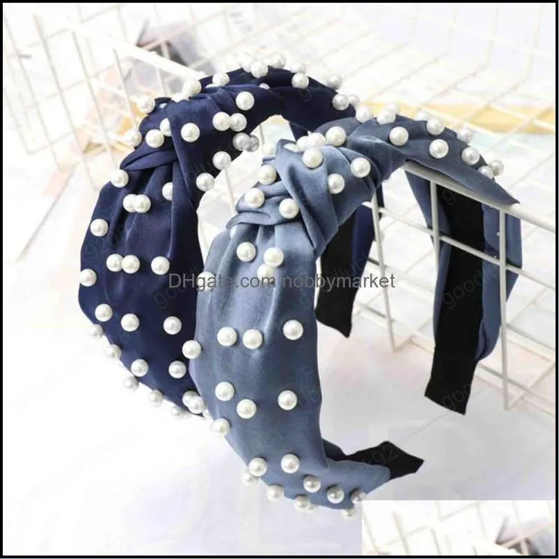 Fashion Pearl Hair Accessories Adlut High Elastic Hair Band Headband For Girls Hairband Wholesale Hair Hoop Headwear Turban