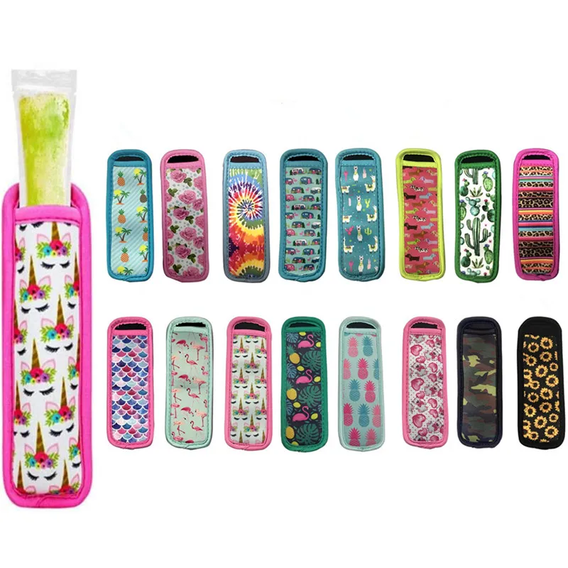 Multi Pattern Ices Cream Tools Reusable Popsicle Väskor Ice Pop Sleeves Antifreezing Sleeve Neoprenisolator Popsicles Fryshållare