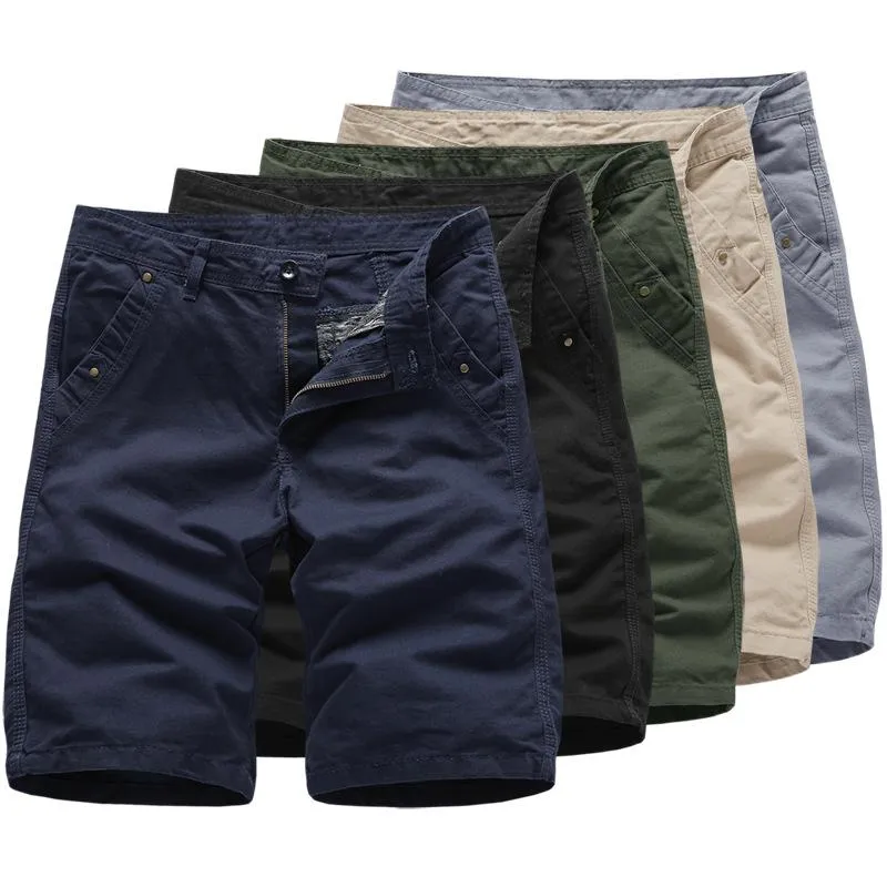 Homens Shorts Algodão Mans Curtas Calças Bottoms 36 38 Tamanho Sem Cinto Casual Reta Loose Mens Carga Moda 2021 Verão Cl