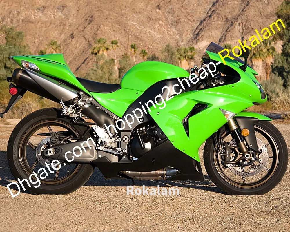 ZX-10R Moto Partes 06 07 para Kawasaki Ninja ZX 10R 2006 2007 ZX10R ZX 10 R Green Black Abs Kit de Fairing (moldagem por injeção)