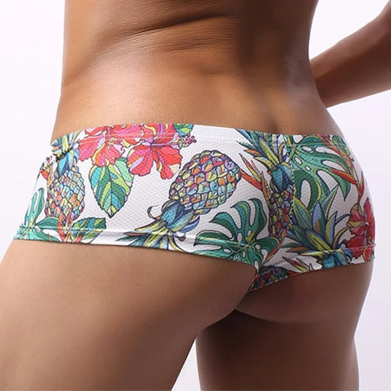 Cueca boxer masculina estampada masculina bojo bolsa roupa de banho cintura baixa roupa de praia roupa de banho masculina roupa íntima sexy shorts de surf