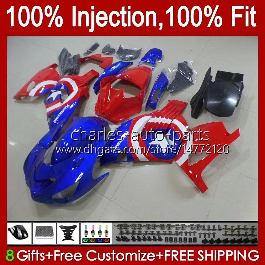 Injection Bodys For KAWASAKI NINJA ZX 14R 14 R ZZR 1400 CC ZZR1400 06 07 08 09 10 11 4No.55 ZX14R ZZR-1400 06-11 ZX-14R 2006 2007 2008 2009 2010 2011 OEM Fairing blue red stock