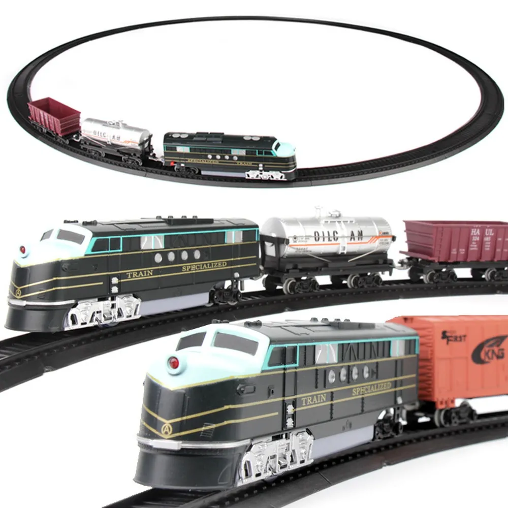 Electric Train Set for Kids - Realistic Railway Model, Battery