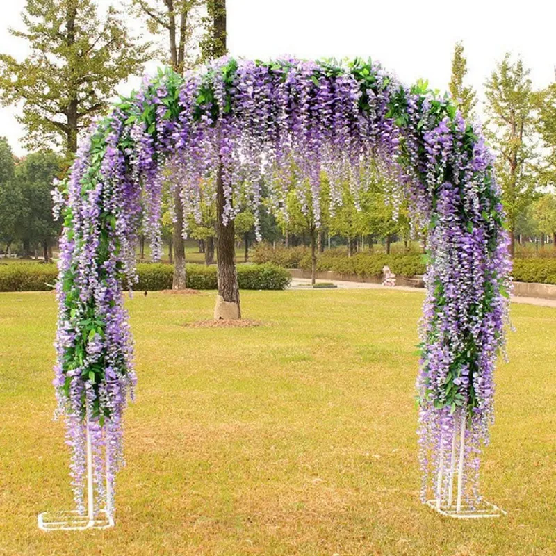 100 pièces violet fleurs artificielles vigne rotin fausse fleur de soie longue guirlande suspendue fleur chaîne maison fête mariage hôtel décor