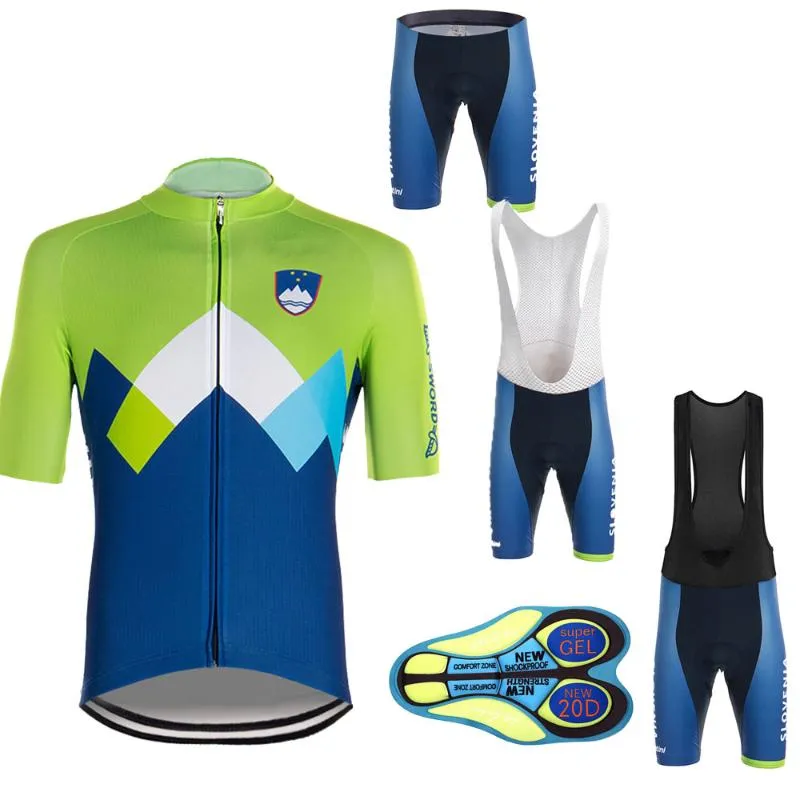 레이싱 세트 슬로베니아 사이클링 저지 2021 자전거 의류 스포츠 착용 짧은 소매 MTB 자전거 도로 Maillot Culotte
