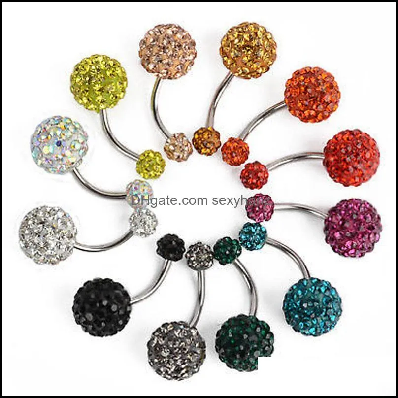 Outras j￳ias para o corpo 1pc Crystal Steel Belly Piercings Navel Piercing Sexy Earring Ring Round Gift Drop Drop entrega 2021 LRW0Y