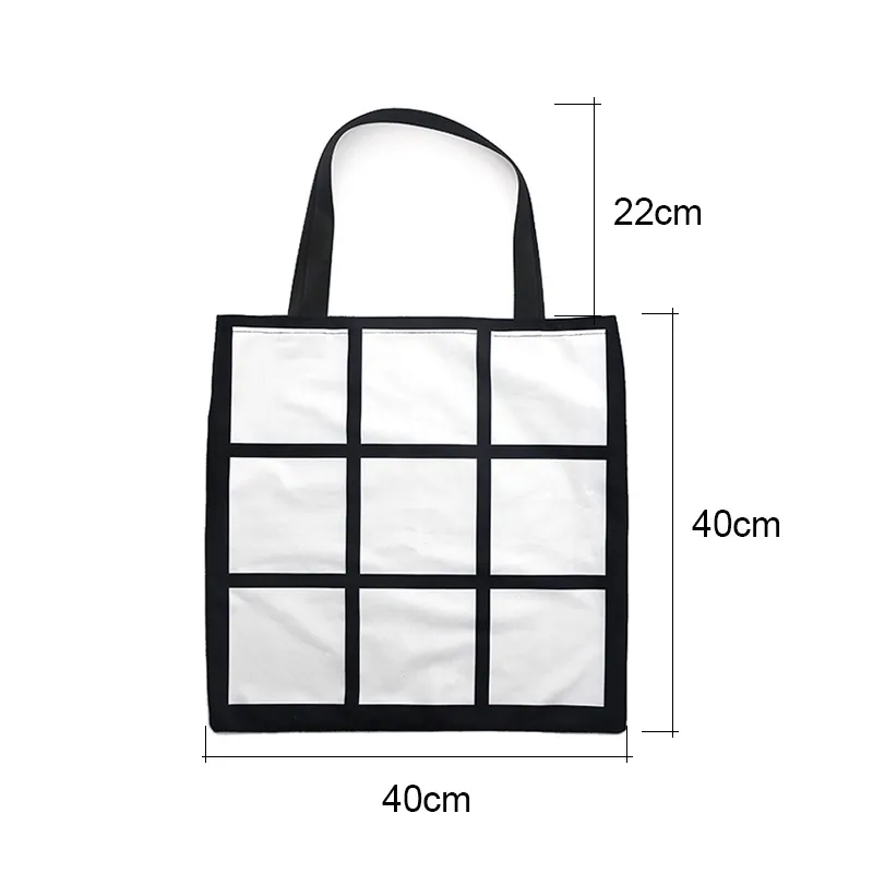 Sublimation Blank Storage Bag Outdoor Portable Large Capacity Shopping Tote Bags Creative Nine Square Grid Heat Transfer Handbag