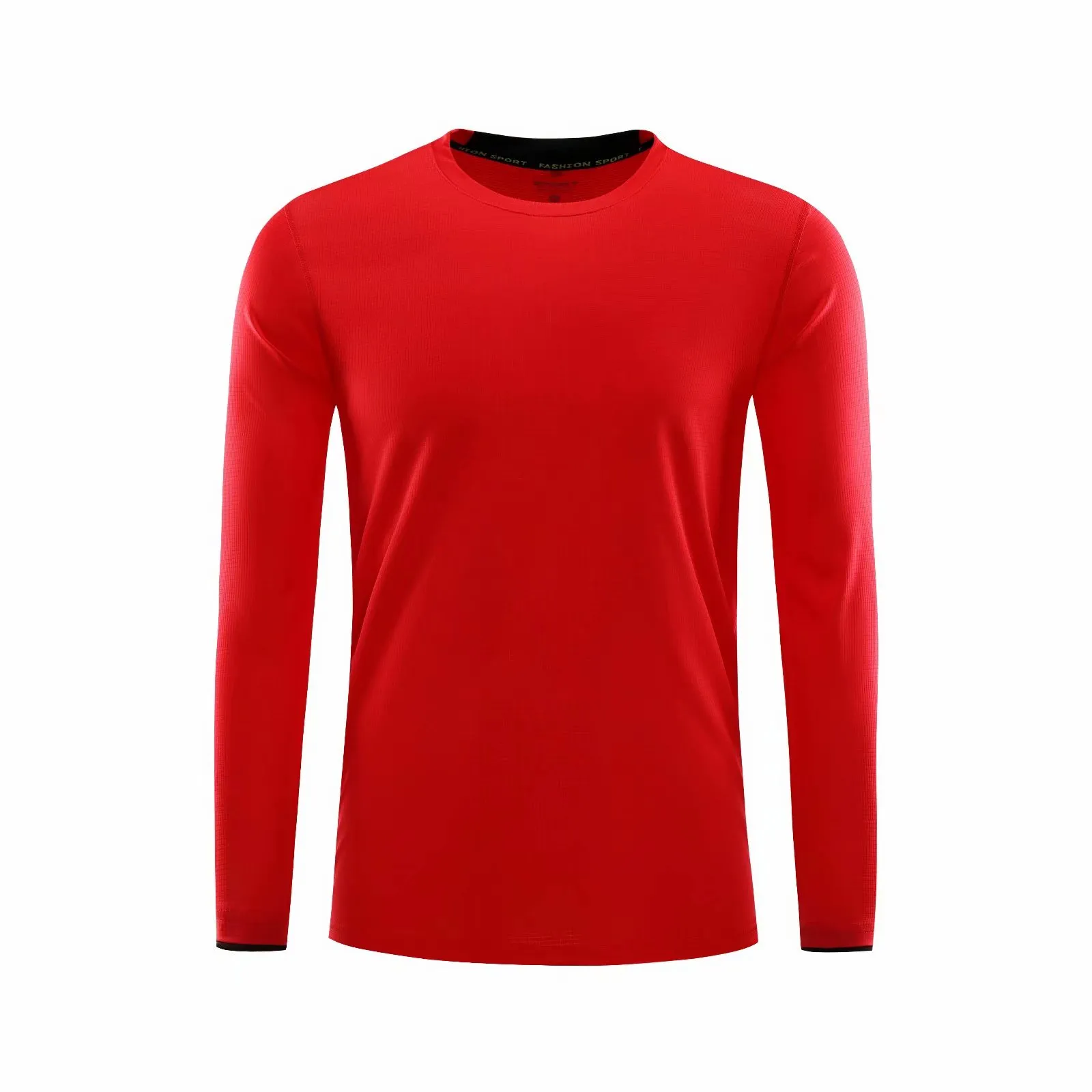 Red Long Sleeve Running Shirt Men Fitness Gym Sportswear Fit Quick Dry