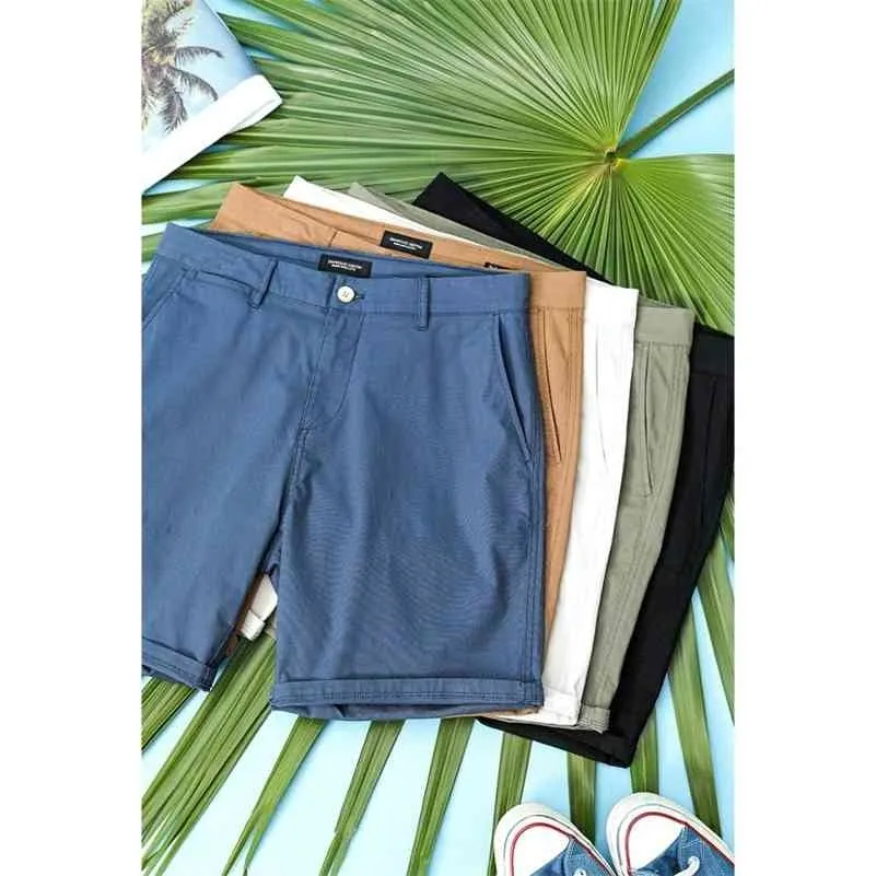 SIMWOOD summer new Enzyme Washed shorts uomo classico lunghezza ginocchio pantaloni tinta unita pantaloncini taglie forti di alta qualità SJ130359 210324