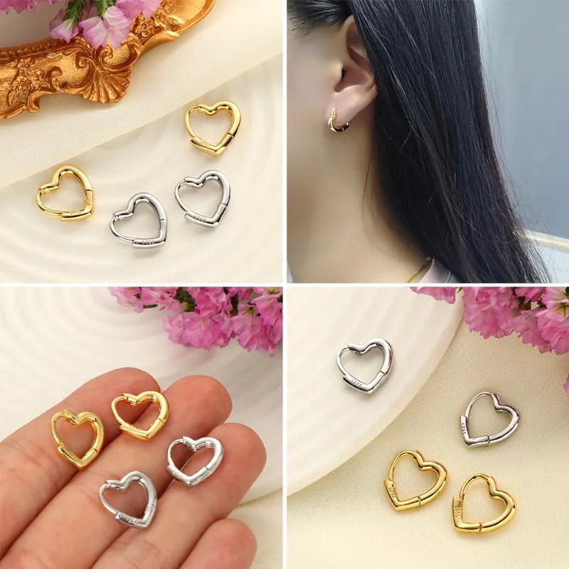 Hoop Huggie S925 Hypoallergenic Small Heart Shaped Earrings For Women Girls 'Studs Fashion Jewelry Accessories High Quality