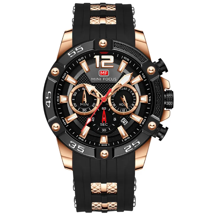 Outdoor MINI FOCUS multifunzione quadrante luminoso orologi da uomo al quarzo orologio sportivo moda cinturino in silicone con sub256T funzionante