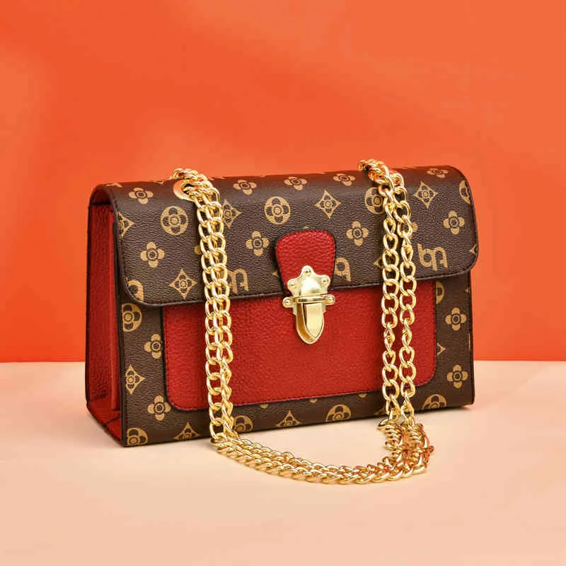RTS Luxury Dign Women Printed Small Square Bag Retro Kontrastfärg Handväskor till Ladinw0l