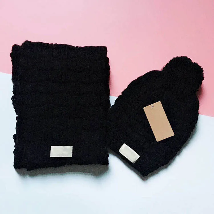 Gorros tejidos de invierno para mujer, conjunto de bufandas, gorros de ganchillo a la moda, cálidos y suaves, 5 colores, venta al por mayor, 2021