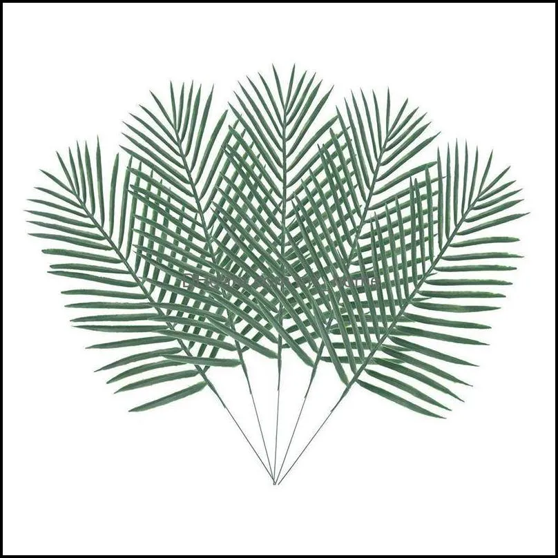10PCS Artificial Palm Tree Faux Leaves Green Plants Greenery for Flowers Arrangement Wedding Decoration