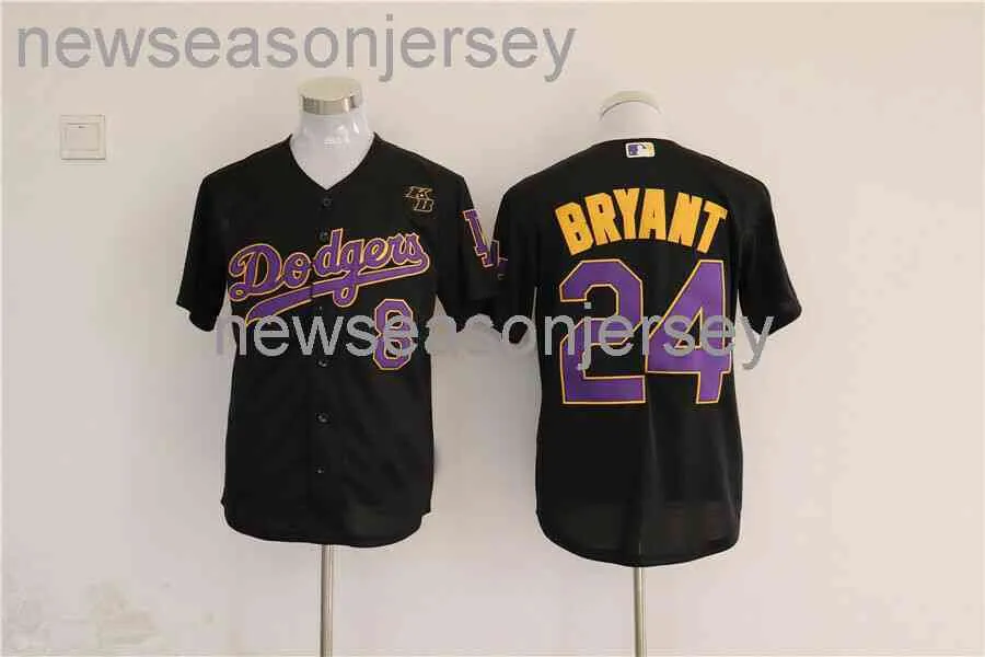 Stitched #24 KB Black With Purple KB Patch Cool Base Jersey Men Women Youth retro Baseball Jersey XS-5XL 6XL