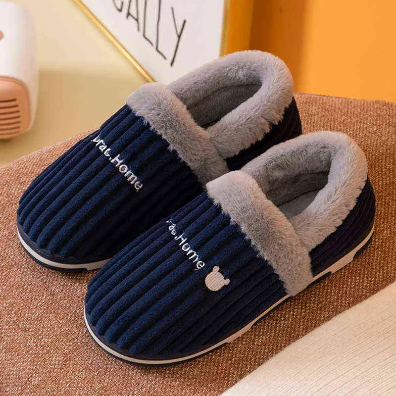 Winter Warm Home Slippers for Men Furry Plush Women Flip Flops Man Shoes Non Slip Bedroom Couple Soft Indoor Man's Shoe