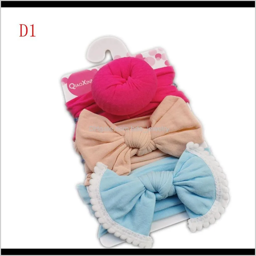 14 kinds baby girl soft nylon lace bow headband fashion donuts girl infant head band hair accessories 3pcs set