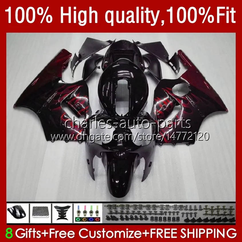 Injection Fairings For KAWASAKI NINJA ZX1200 ZX 12R 1200CC 1200 CC ZX1200C ZX 12 R 02-06 3No.0 ZX12R 02 03 04 05 06 ZX-12R 2002 2003 2004 2005 2006 OEM Body Kit Red Flames