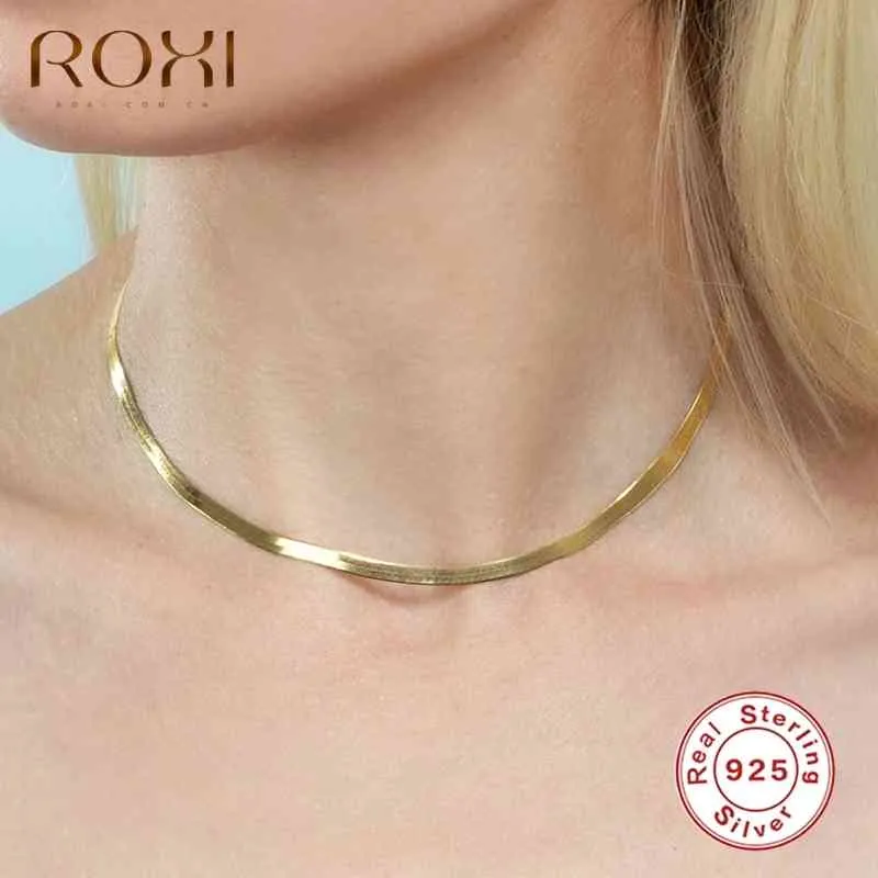 ROXI Classic Unusual Snake Choker for Women Sexy Wedding Jewelry 100% 925 Sterling Silver Necklaces Collar Chain