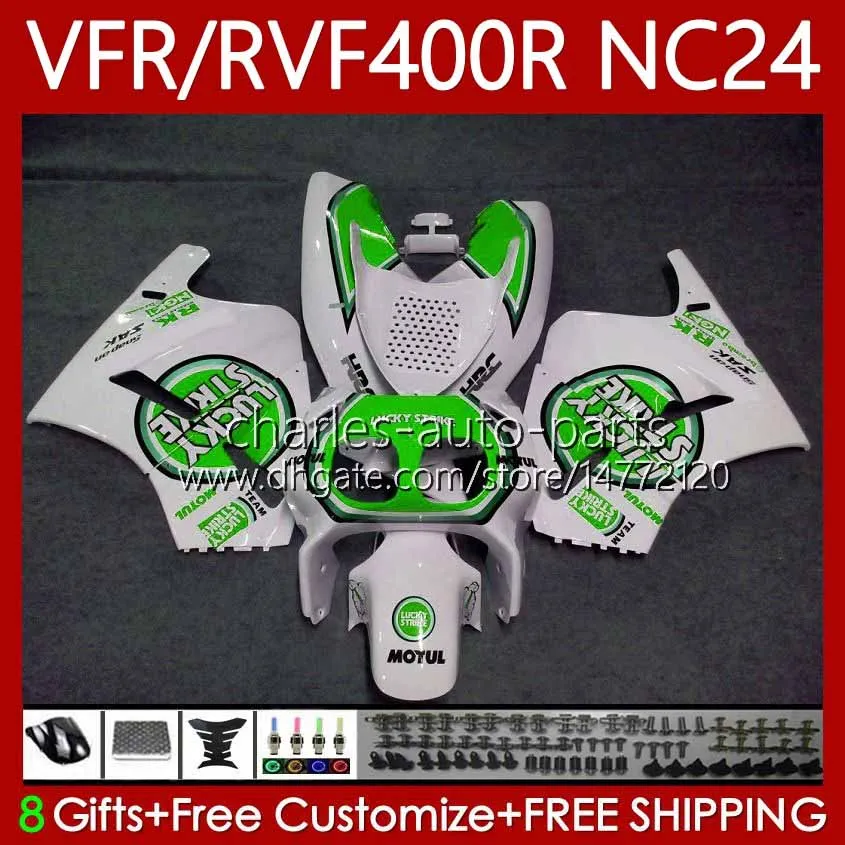 Motorcykelkropp för Honda RVF400R RVF400 R VFR400R 87 88 karosseri 78no.92 NC24 V4 Lucky Green RVF VFR 400 VFR400 R 400RR VFR 400R 1987 1988 VFR400RR 87-88 Fairing Kit