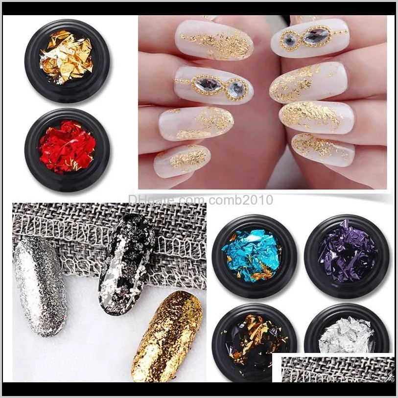 8 colors gold silver glitter nail sticker red flake chip foil paper nail art decoration paillette sequin manicure decal tools