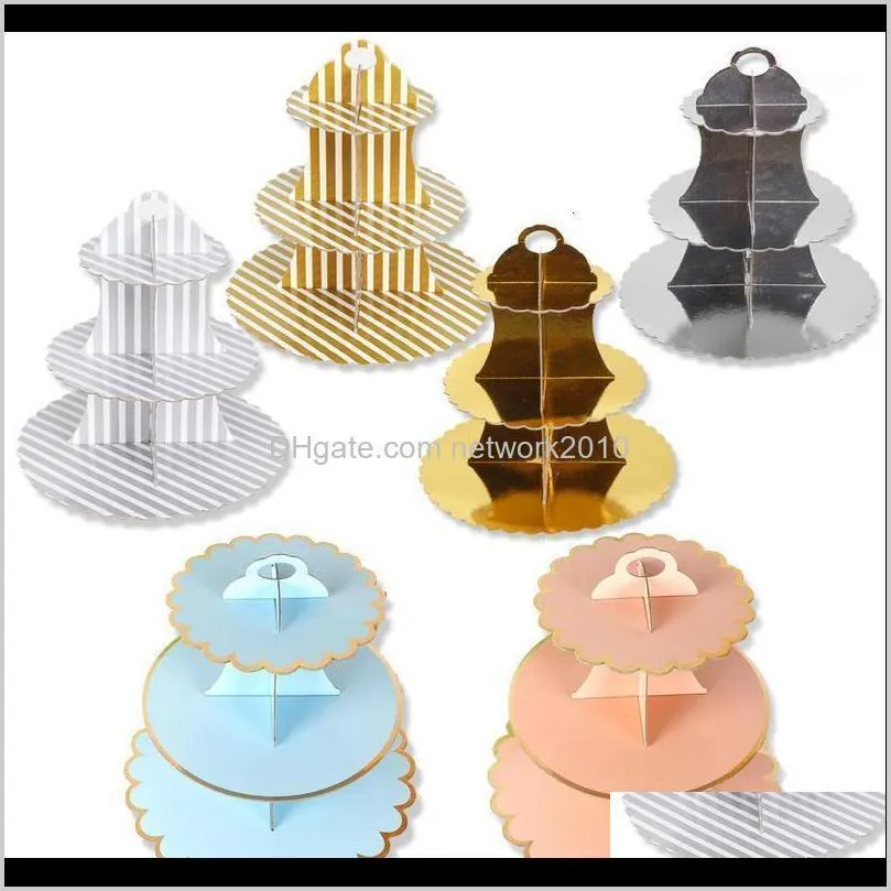 3-Layer Cupcake Stand Round Cardboard Cupcake Holder Foldable Baby Showers Birthday Wedding Party Decor Dessert Table Supplies1