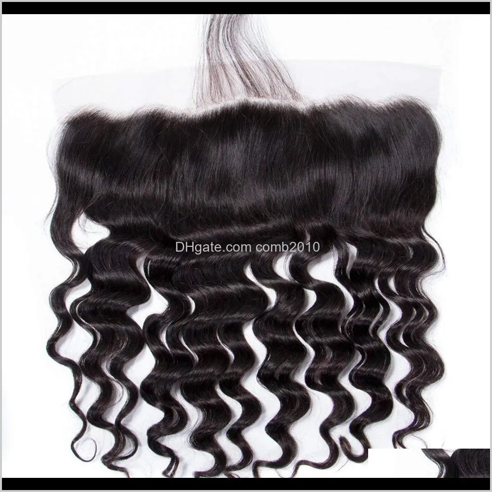 brazilian loose deep wave 13x4 ear to ear pre plucked lace frontal closure with baby hair remy human hair part top frontals