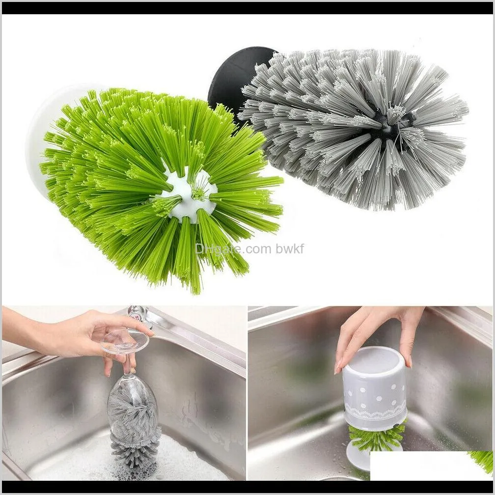 creative suction cup base brush glass bottle cleaning brush kitchen rotating water cup tea cup cleaning tool