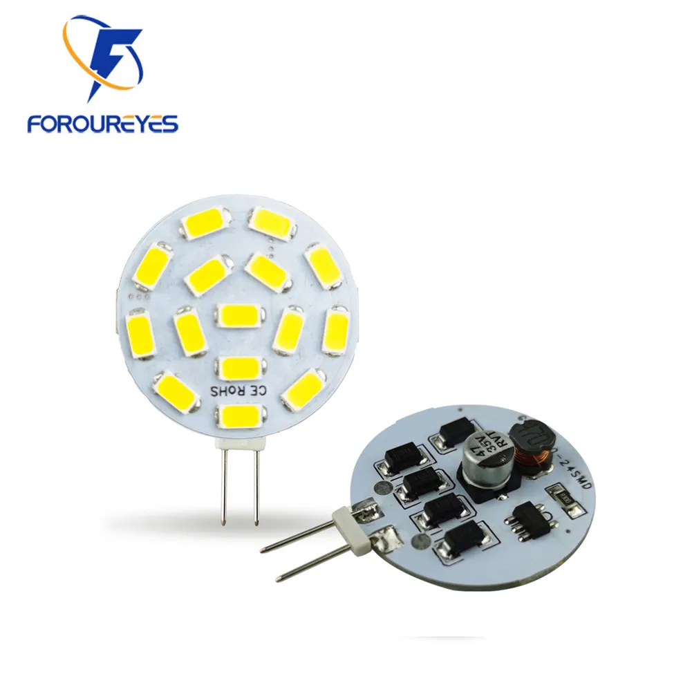 LED G4 جولة أضواء كاشفة لمبة AC12V-24V 1.5W 5730 15LEDS لا أضواء هود مجموعة وميض