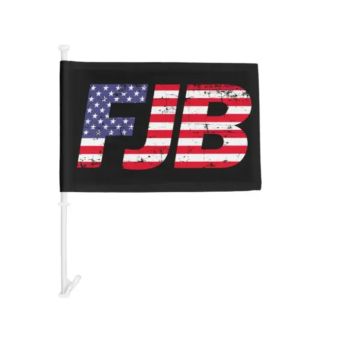 Custom Let`s Go Brandon Car Flags for Windows 12x18inch 30x45cm Vivid Color Strong Resist Wind With 43cm Pole