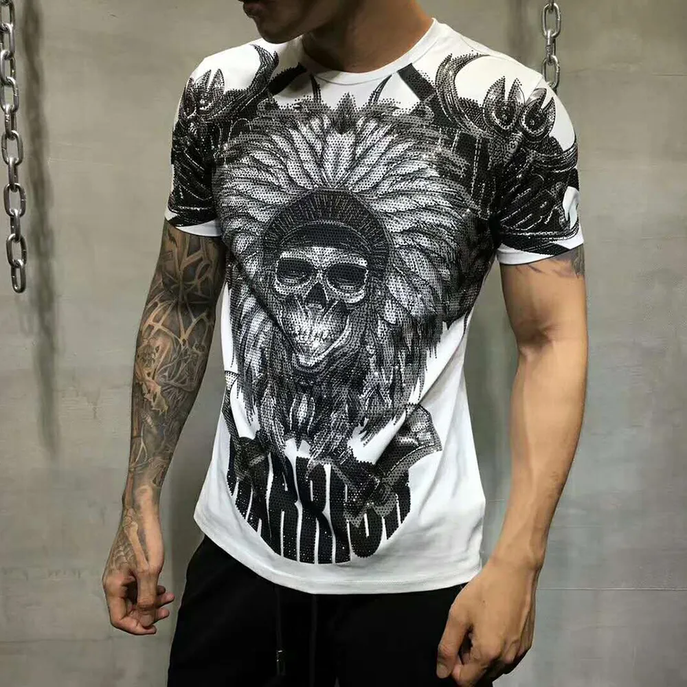 PLEIN BEAR T SHIRT PP Mens Designer Tshirts Brand Clothing Men's Rhinestone Graphic T-Shirt Skull Printed Bling Stone Classic209S