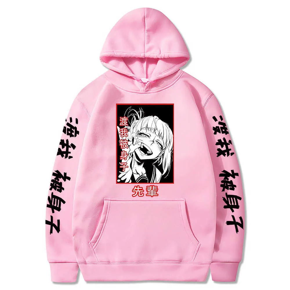 2021 My Hero Academia Hoodies Men Vår Höst Boku Ingen Hero Academia Hooded Sweatshirts Himiko Toga Streetwear Kawaii Toppar Y0803