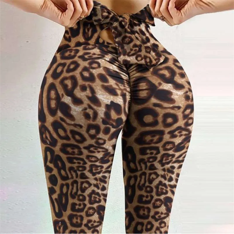 Imprimé léopard Femmes Leggings Floral Stretch Long Pantalon Élastique Taille Haute Scrunch Butt Leggings Workout Respirant Leggins 3XL 210928
