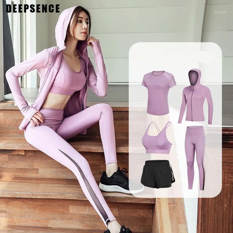 Yoga outfit deence comfort ventileren sport pak vrouw naadloze renbaan trainingspak pant fitness kleding workout leggings set 5pc