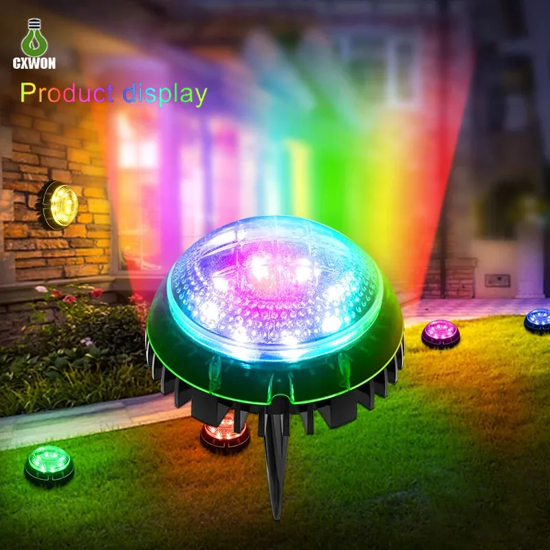 Lampes de pelouse enterrées solaires 8LED lumière au sol colorée pour le jardin de chemin d'escalier de cour