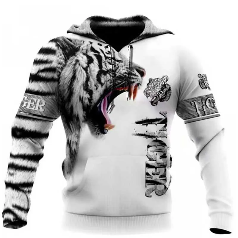 Felpe con cappuccio da uomo Felpe con cappuccio oversize casual da uomo Abbigliamento largo Tiger Lion Streetwear Maglioni da uomo per fidanzati