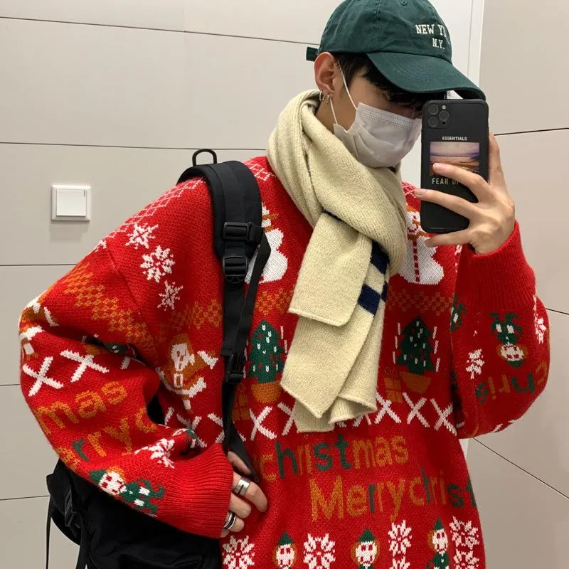 Men's Sweaters Ugly Christmas Sweater Knit Winter Couples Harajuku O Neck Clothing Mens Oversized Pulover For Men