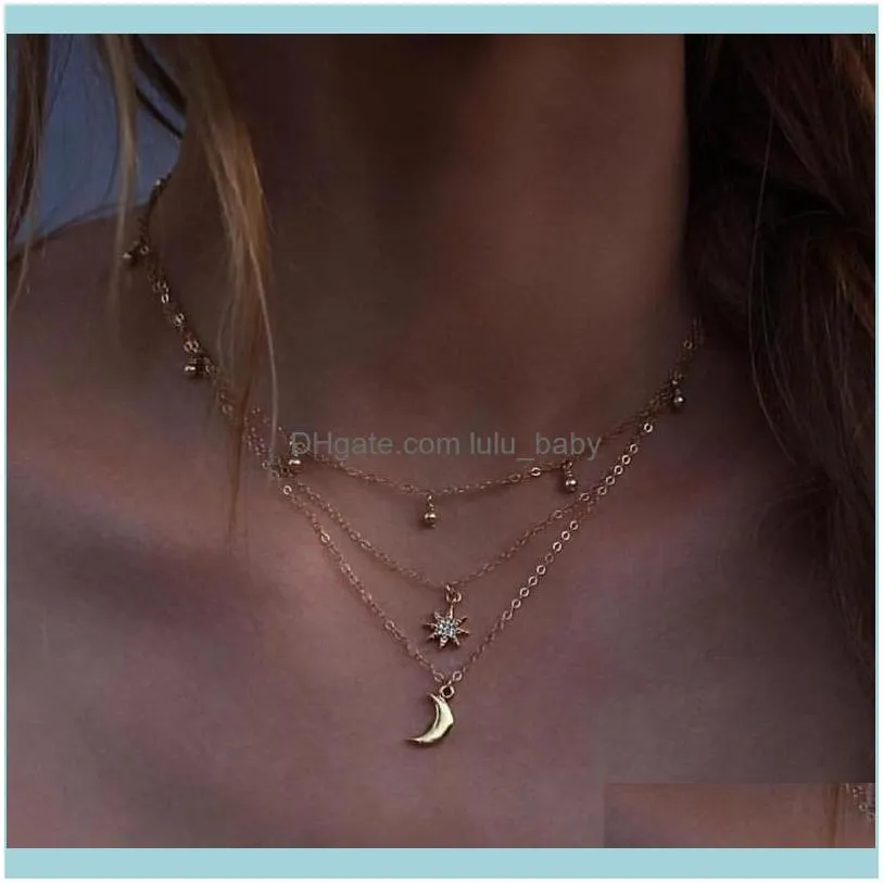 Pendant Necklaces Boho Jewelry Multi Layer Beads Choker For Women Sexy Moon Fashion Vintage Collier Necklace