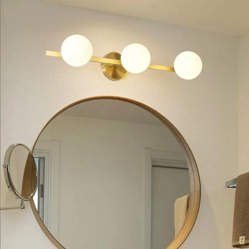 Wall Lamp American Mirror Glass Ball Lampshade Gold Led Bathroom Sconce Lighting Fixture Bar Nordic Home Decor Lamparas Light