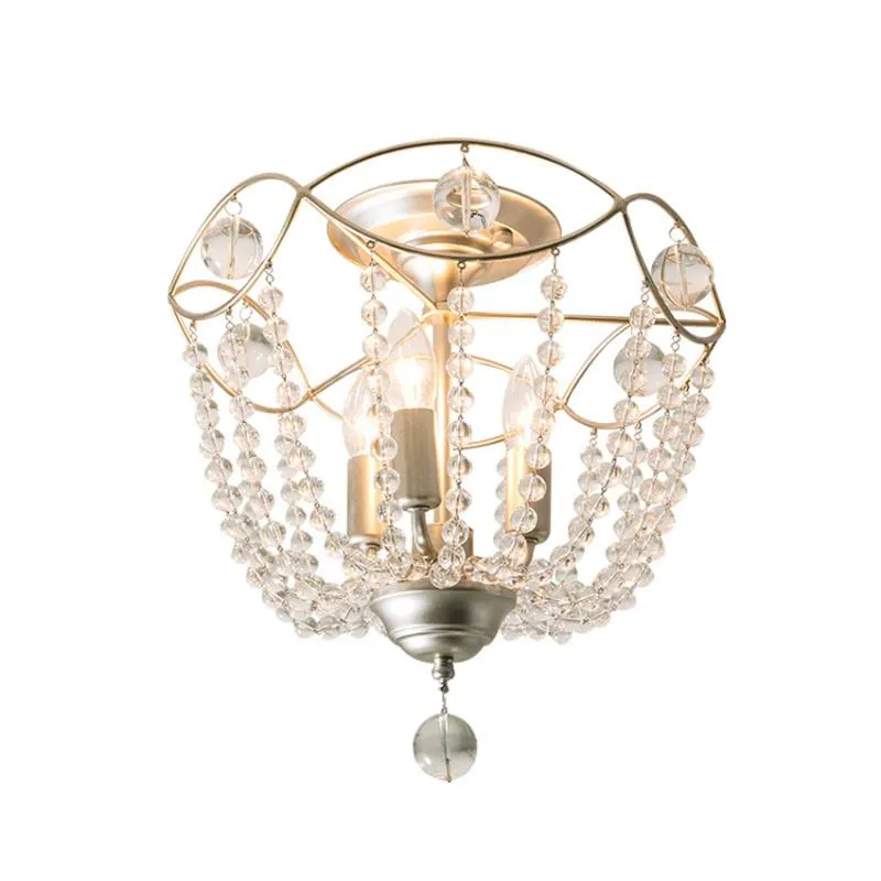 Ceiling Lights American Country Iron Crystal Candle Aisle Study Bedroom Lamp Mediterranean Dining Room Lamps Lighting