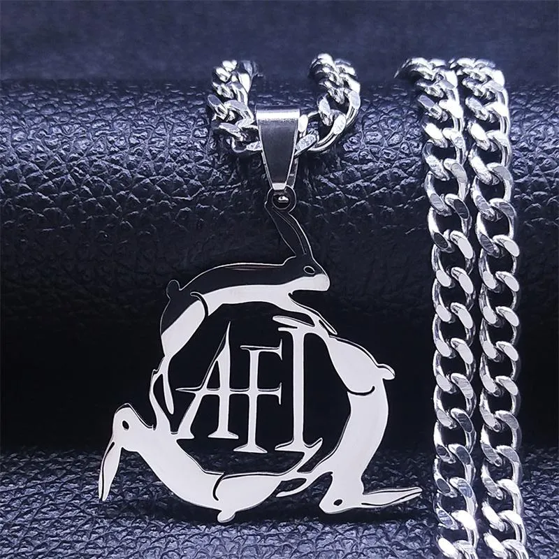 Pendant Necklaces 3 Rabbits AFI Stainless Steel Chain For Women/Men Silver Color Necklace Jewelry Chaine Collier N4324S06