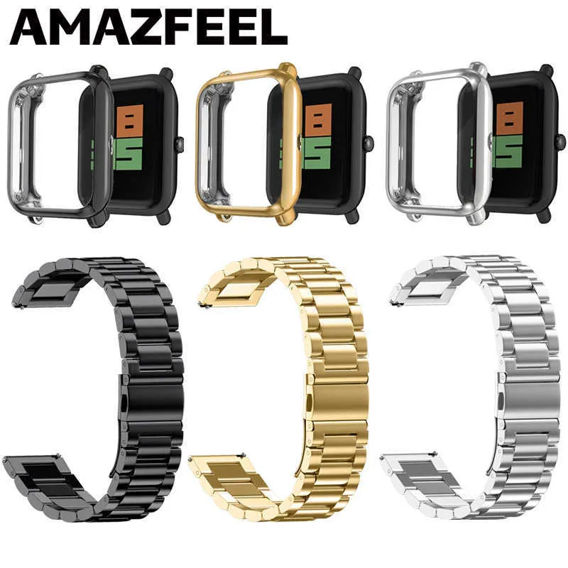 2In1 Bracelet pour Cas d'Amazing BIP S Bander Métal pour Xiaomi Amazfit BIP Lite U Amazfit GTS 2 Protecteur Coque Bande Bracelet Bracelet H0915