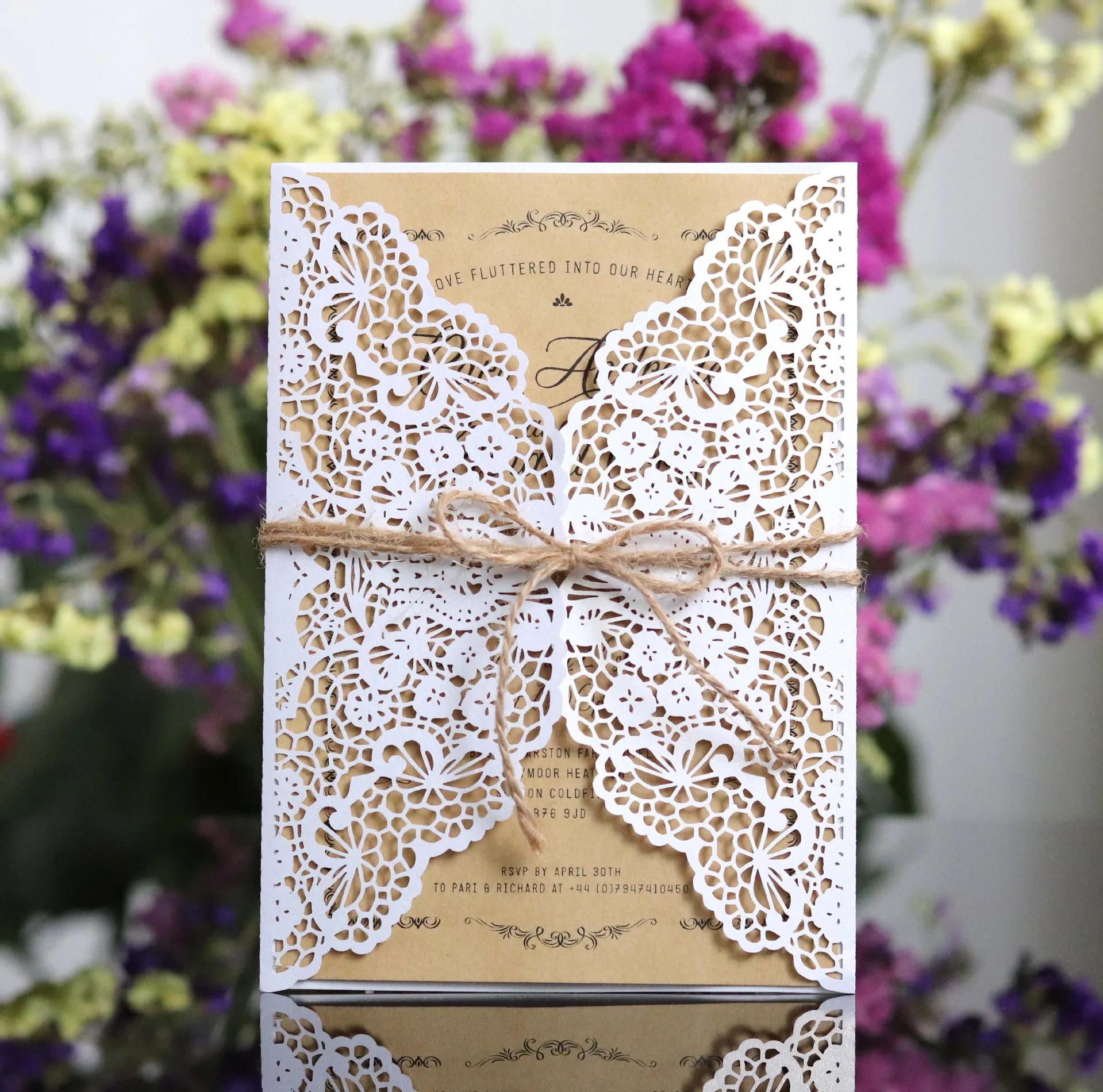 Wedding Invitations Laser Cut in 41 Colors Customized Hollow With Flowers Folded Personalized Wedding Invitation Cards